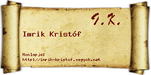 Imrik Kristóf névjegykártya